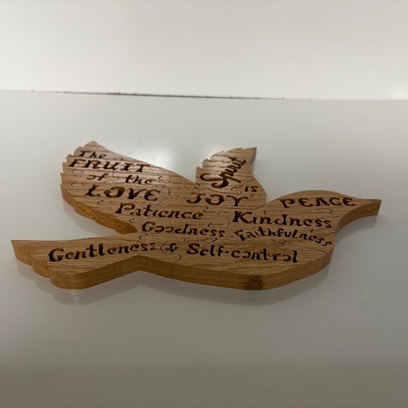 Fruit Of the Spirit Dove-Shaped Wooden Puzzle Love Joy Peace Galatians Scripture - Picture 6 of 6